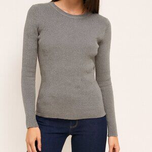 Long-Sleeved Ribbed Knit Top Size S